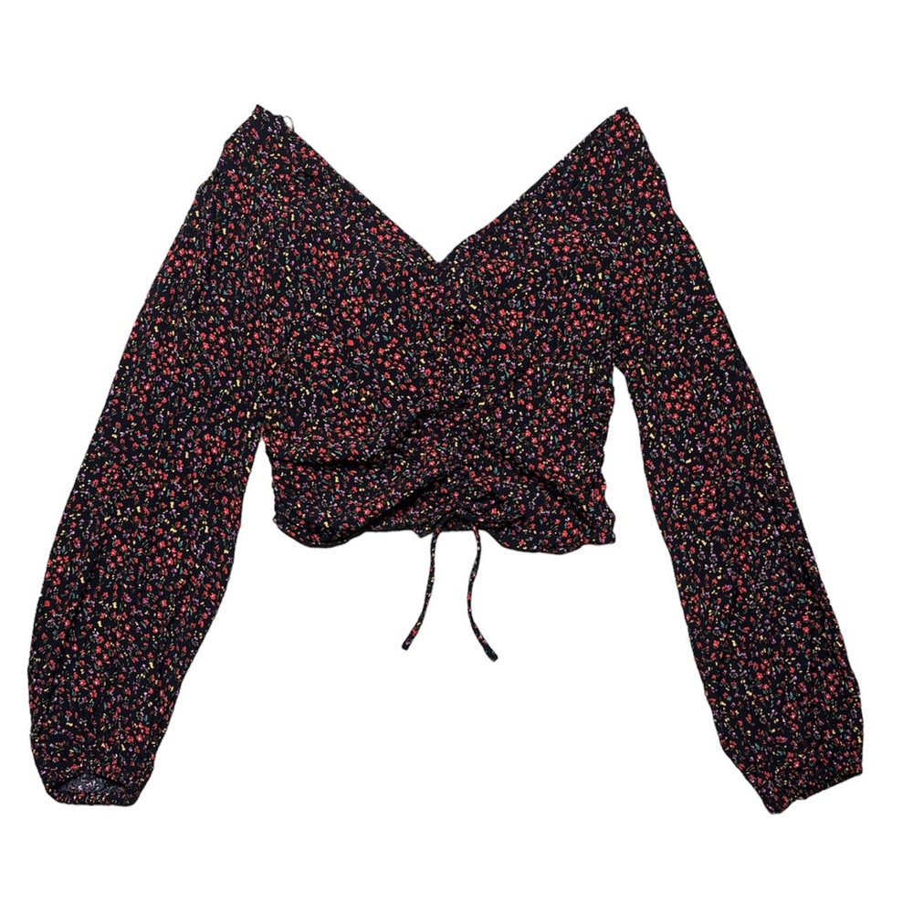 H&M Floral Drawstring Front Blouse